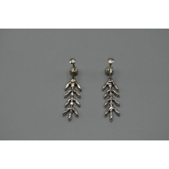 Waterfall Screw Back Drop Earrings 2.5 Inches Length Clear Rhinestones Vtg - Picture 4 of 5